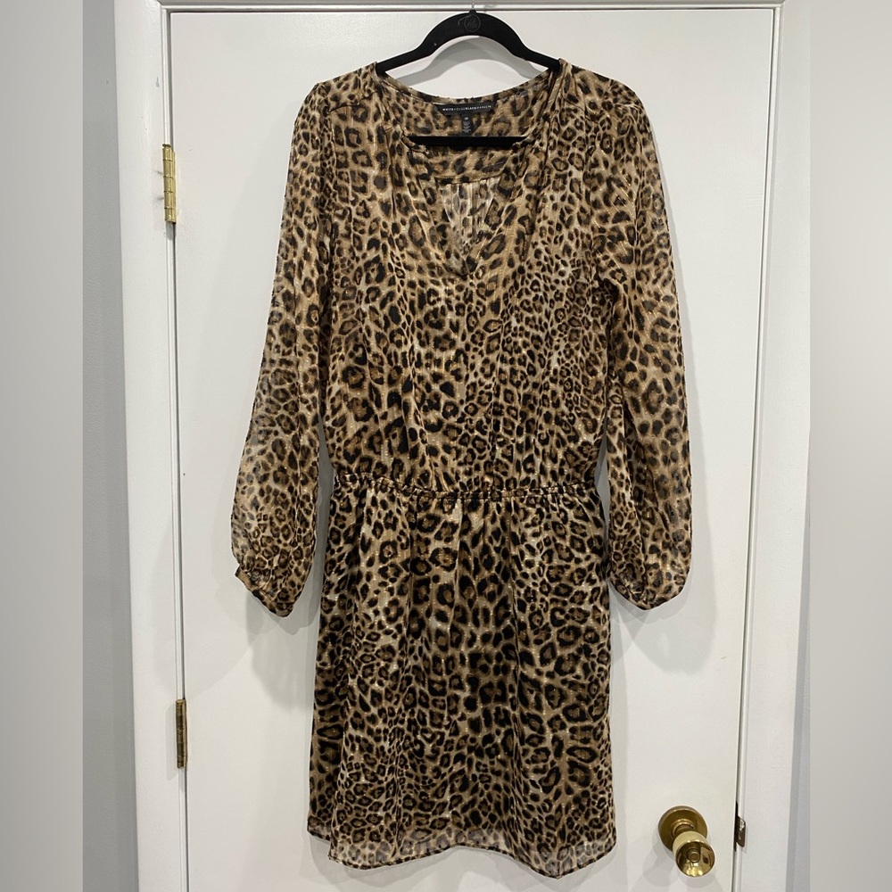 White House Black Market Animal Print Long Sleeve Dress